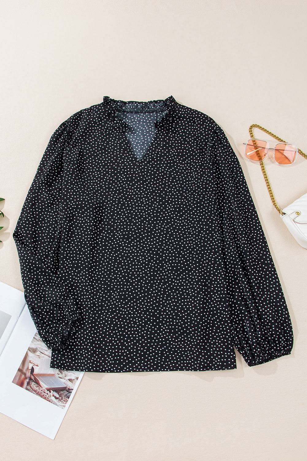 Black leopard print blouse - plus size - Love Salve